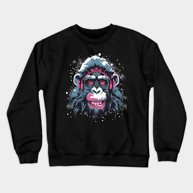 Snow Monkey Smiling Crewneck Sweatshirt by JH Mart